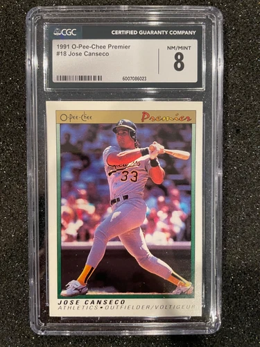 1991 O-PEE-CHEE PREMIER #18 JOSE CANSECO ATHLETICS CGC 8 NM/MINT