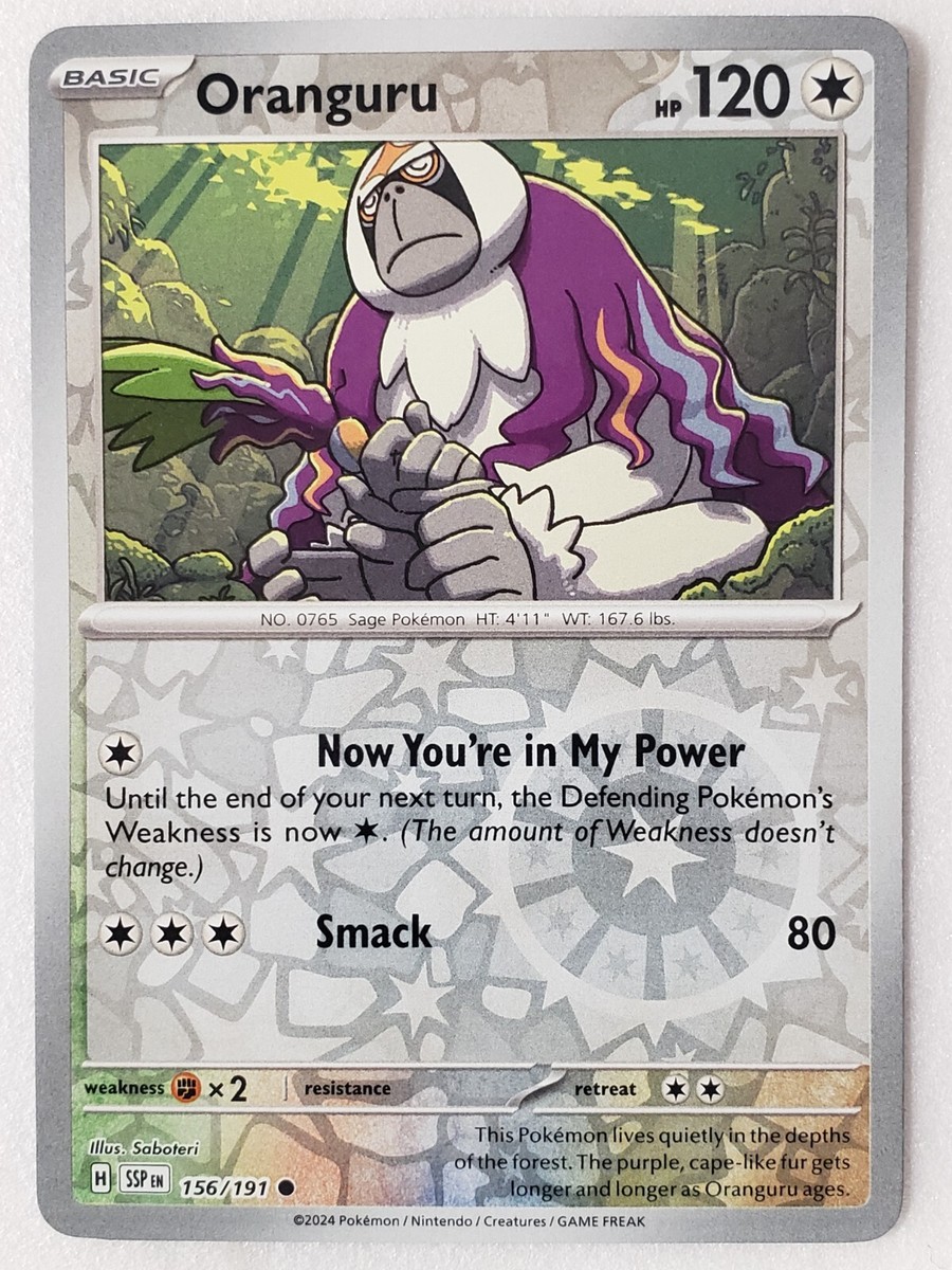 REVERSE HOLO Oranguru 156/191 NM/M Surging Sparks Pokemon Card $2