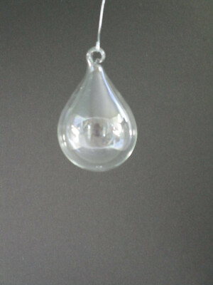 12 mundgeblasene GLASKLARE Glasformen Tropfen, 5cm