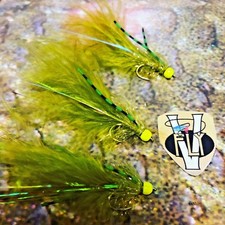 3 V Fly Size 10 Ultimate Hot Legs Flexi Olive & Lime Damsel Trout Flies