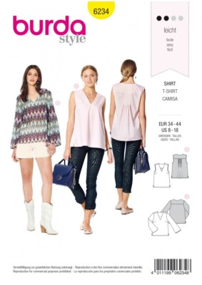 Burda Schnittmuster 6234 Damen Größen 8-18