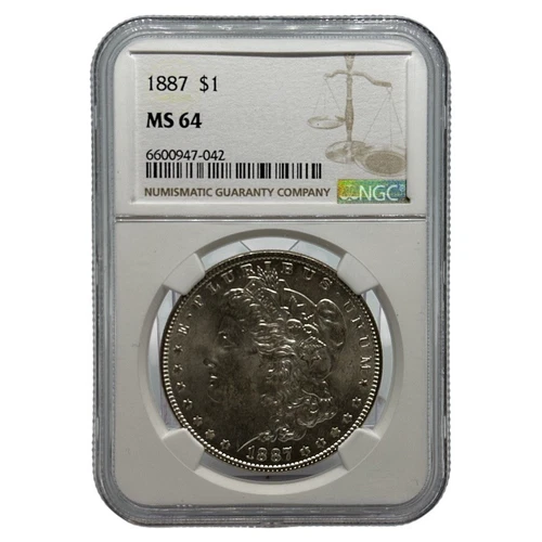 1887 Morgan Silver Dollar NGC MS64 Graded Coin $1 U.S. Mint – Beautiful Luster!