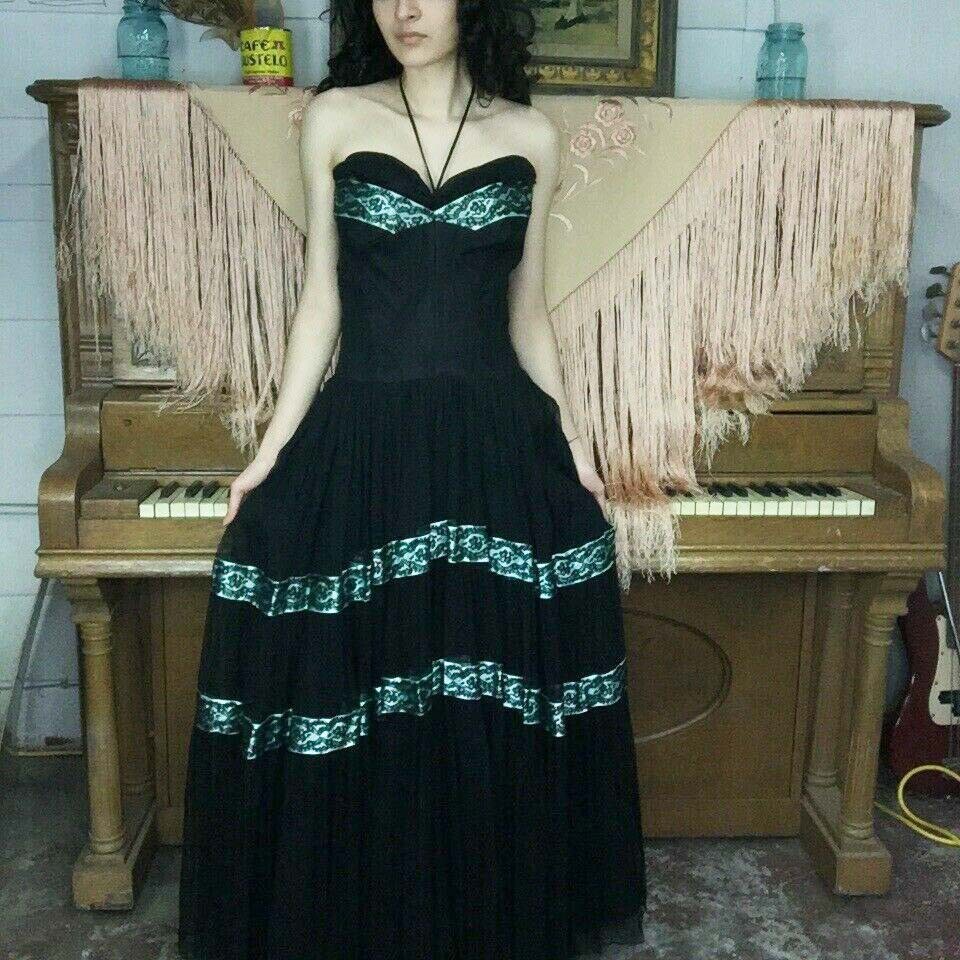 spanish style formal dresses Vintage 40s 50s | Inspired Lace Gown Dress | XS mommmy and me handle
