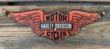 VINTAGE HARLEY-DAVIDSON MOTORCYCLES BIKES AMERICAN FLAG GAS PORCELAIN SIGN