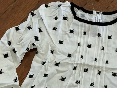 New Gymboree Girls White Black Cat Face Print Tunic Blouse Top Shirt Size 7 - Picture 5 of 9