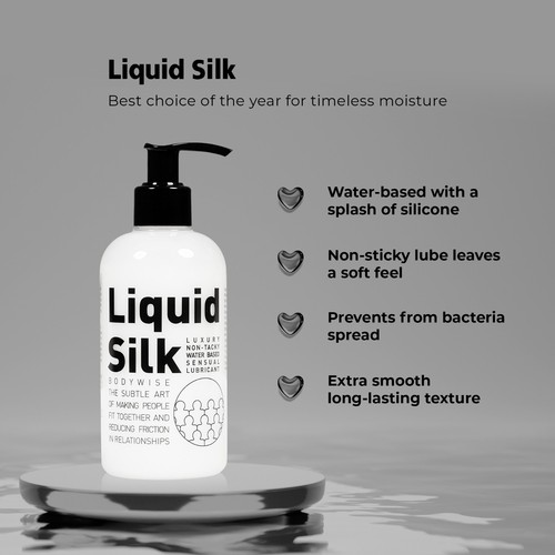 Liquid Silk premium water based lubricant * longer lasting * 2 x 500ml / 16.9 oz - Picture 4 of 5