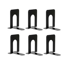 Bookends Heavy Duty Metal Black Bookend Support 6'' x 5'' x 6'' Set of 3 Pairs