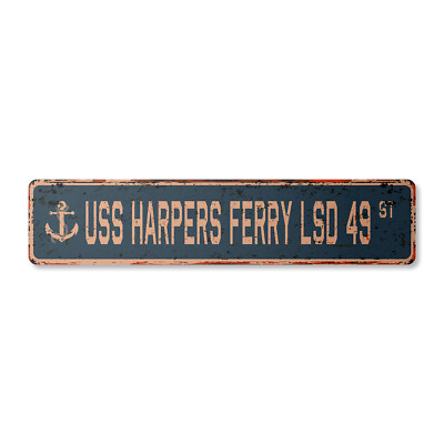 USS HARPERS FERRY LSD 49 Vintage Street Sign us navy ship veteran sailor rustic