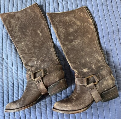 Freebird FB-PHNIX Leather Tall Knee High Womens Sz 9 Distressed Boots BackZipper