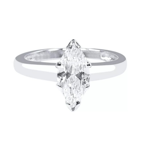 Marquise Fidanzamento Solitario Anello 2.5CT Diamanti Finti 14K Bianco Dorato - Foto 2 di 5