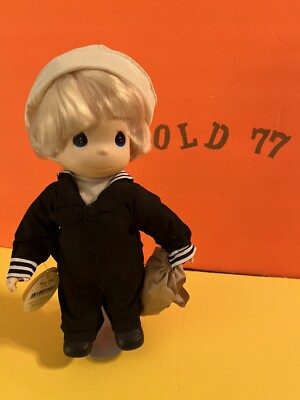 Precious Moments Bless Those Who Serve Their Country NAVY BOY Doll With Stand