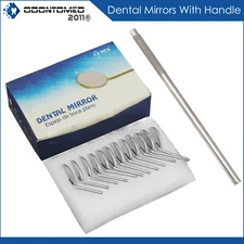 Dental Premium 12 x Mouth Mirror heads Cone Socket #5 Plain + Free Round Handle