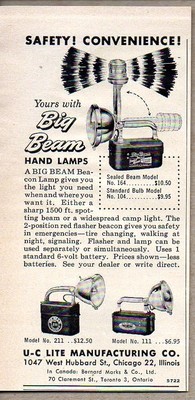 1956 Print Ad U-C Lite Big Beam Hand Lamps Lights Chicago,IL