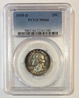 1958-D  Washingron Silver Quarter ORIGINAL MINT SET TONING PCGS MS66-ENN#380PB