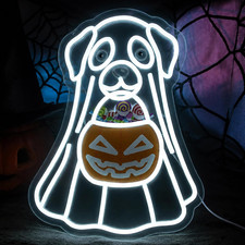 Halloween Ghost Dog Neon Sign Lighted Decoration Outdoor, 16x12"