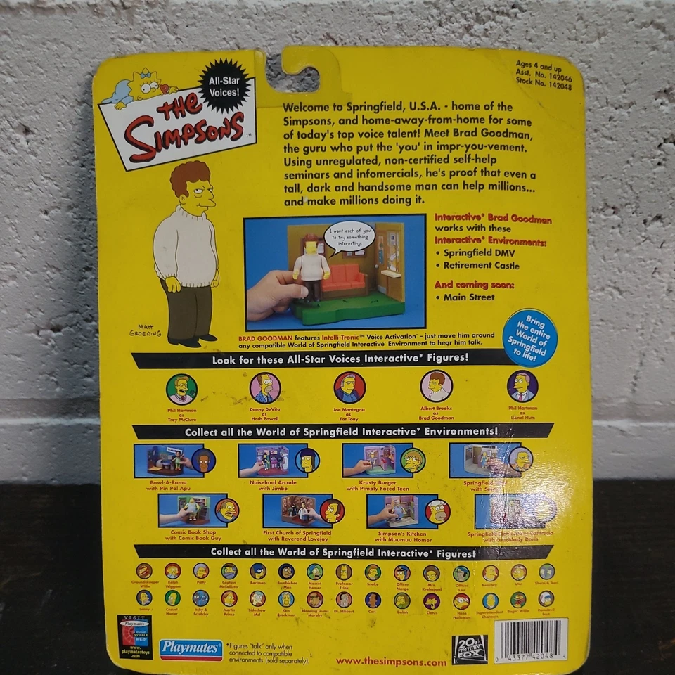 The Simpsons 2002 Playmates Series 2 All-Star Voices Брэд Гудман как новый на картонке WOS - Изображение 2 из 2