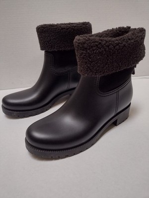 SEE BY CHLOE Black /Brown Suede Sherpa Fold-Over Boots Sz 39 (US 8.5)