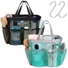 Mesh Shower Caddy Portable - 2 Handles Upgrade Deeper 7 Pockets Basket Bag To...
