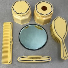 VTG Antique Vanity Dresser Set French Ivory Art Deco Brush Mirror Comb 20s 1930s