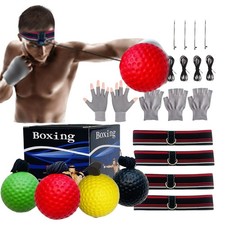 Reflex Ball Boxing Headband Set 4 Levels Balls 4 Bands 4 Lines 4 Gloves Training