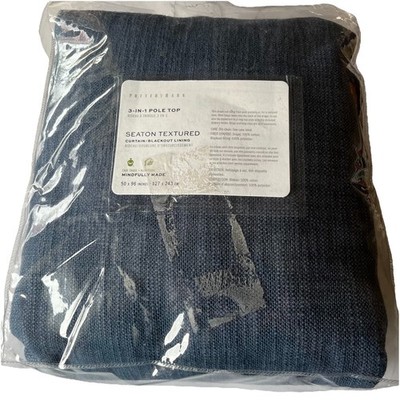 Pottery Barn Seaton Drape Single Panel 50  x 96  Color Denim Textured New Open