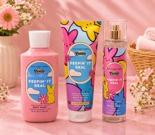 New Bath And Body Works Peeps Peepin It Real Mist, Body Wash, Cream. Set