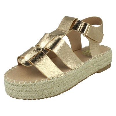 Damen Down to Earth Gladiator Plateau Espadrille mit Fesselriemchen *F1R2084*