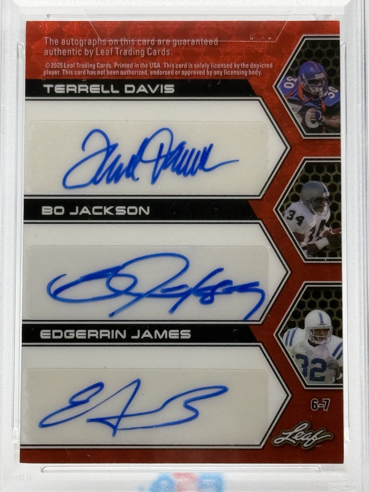 2025 Leaf FB Nation Red Flood (6) HOF INDUCTEES (AUTO - #'d 1/ 1) PSA GEM MT 10 view 3