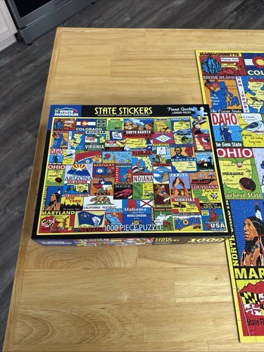 White Mountain STATE STICKERS USA 1661 Jigsaw Puzzle 1000 24x30" CIB Cameron - Picture 10 of 24