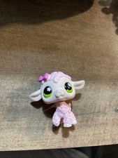 Littlest Pet Shop Lps Pink Lamb Sheep Green Eyes Pink Bow