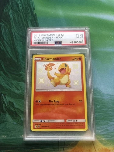 2019 POKEMON SUN & MOON HIDDEN FATES #SV6 CHARMANDER-HOLO PSA 9