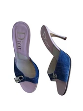 DIOR Galliano Vintage 2000s Denim key lock Pumps 39 Pink And Blue