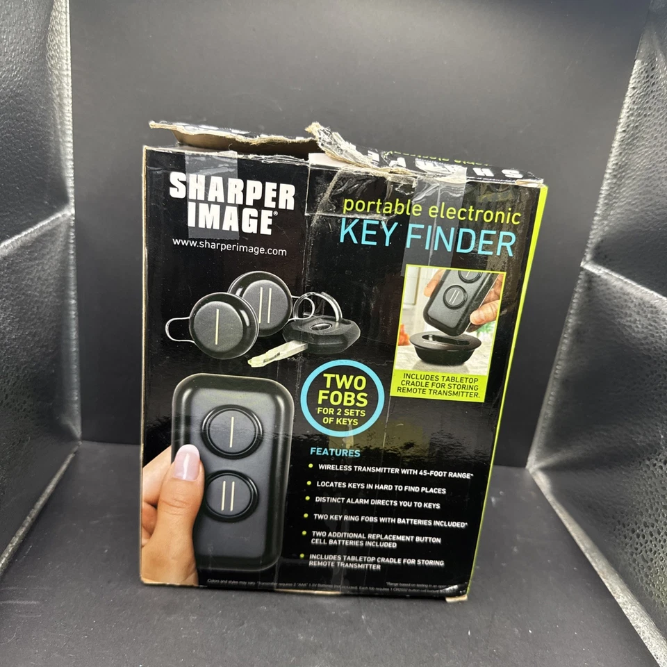SHARPER IMAGE Electronic Key Finder Portable Finds Keys 45 Feet Away 2 Key Fobs - Image 2 of 3