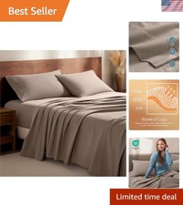 Queen Flannel Sheet Set - 100 Cotton, Hypoallergenic, Machine Washable - Taupe