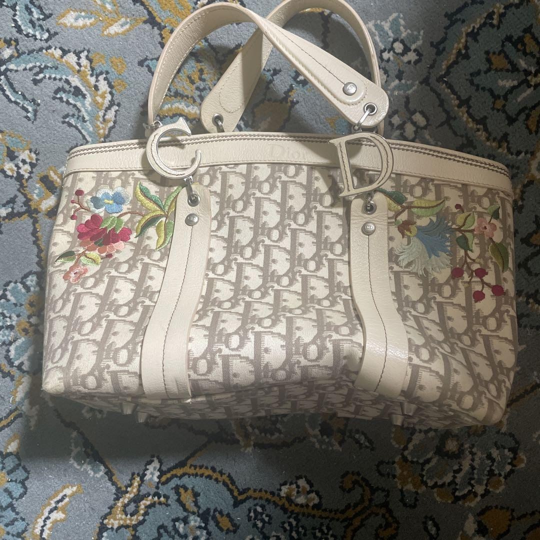 Dior Trotter Floral Embroidered Mini Tote Vintage Handbag