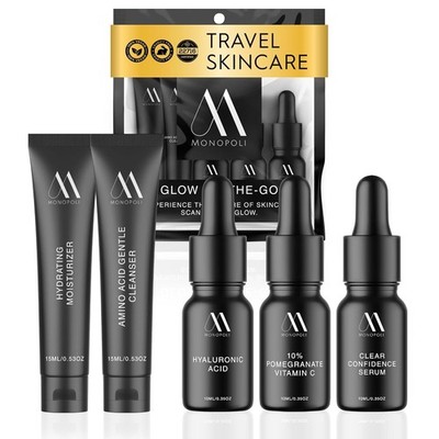 Monopoli Skin Travel Skincare Set | Airplane-Friendly Sizes | Complete Facial...