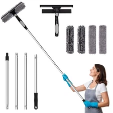 Window Washing Kit with Extension Pole, 73’’ Window Cleaning Squeege