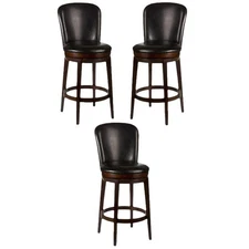 Home Square 26" Swivel Counter Stool in Dark Brown Cherry - Set of 3