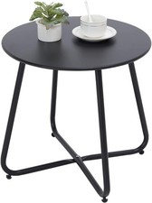 Outdoor Table Small Patio Side Table, Round Metal Side Table, Weatherproof