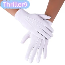 Thriller9 White Gloves Guard Santa Inspection Non-Slip Short Full Finger Driving