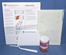 Diamond Press Retro Stencil Kit with 2 Glitter Paste 12 Stencils New Free Ship