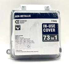 Commercial Electric 2-Gang Non-Metallic Low Profile Receptacle In Use Cover New