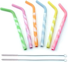 Reusable Food Grade BPA Free Silicone Straws Straight & Bendy Set
