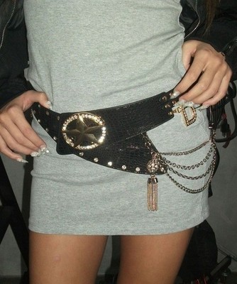 Y2K d.i.a. Star Buckle Chain Belt ベルト DIA d.i.a. Revival Belt Star Buckle Chain Belt Black Gal Japan NEW