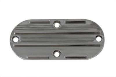 V-Twin 42-0600 Chrome Finned Oval Primary Chain Inspection Cover Plate - 65-06