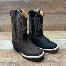 Kids Python Cowboy Leather Boots Western Rodeo Made In Mexico Botas Piton 1740
