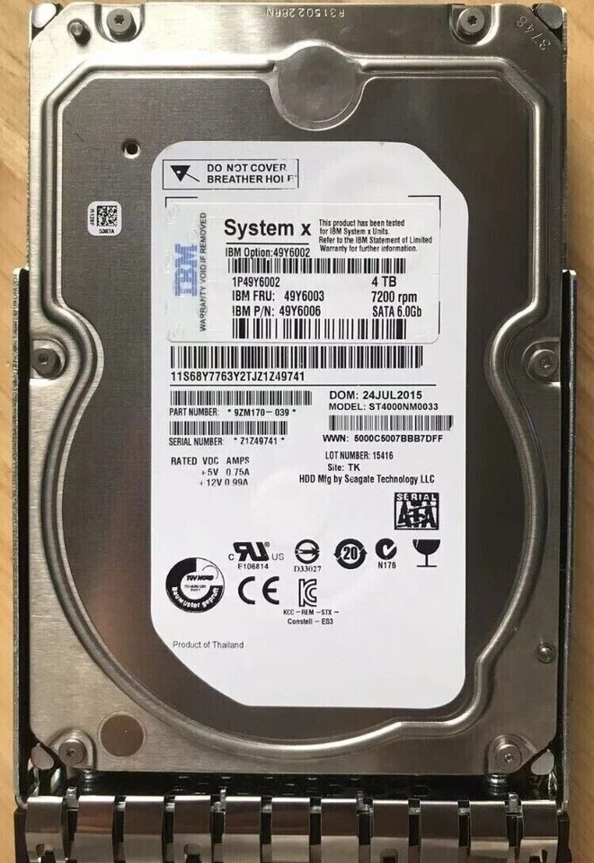 IBM 4TB 7.2K 6Gbps NL SATA 3.5" G2HS HDD 49Y6002 49Y6003 49Y6006 Hard Drive - Image 3 of 4