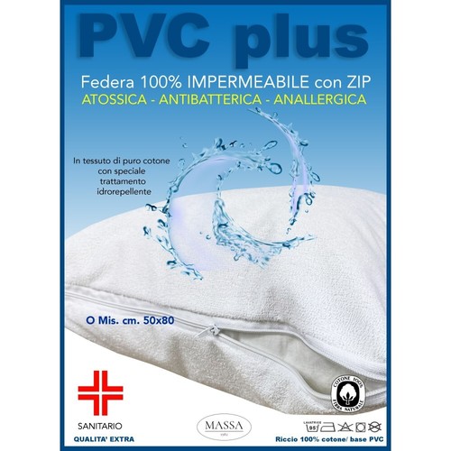 FEDERA PVC PLUS © copriguanciale IMPERMEABILE CON CERNIERA IN spugna DI COTONE - Foto 4 di 6