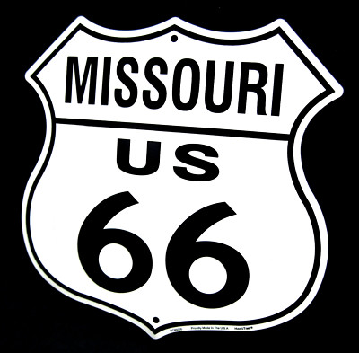 ROUTE 66 Shield - MO - *US MADE* Embossed Sign - Man Cave Garage Bar Wall Decor