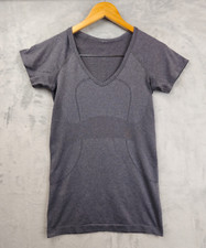 Lululemon Womens Runner Shirt Sz 6 Top Gray Short Sleeve Activewear Running